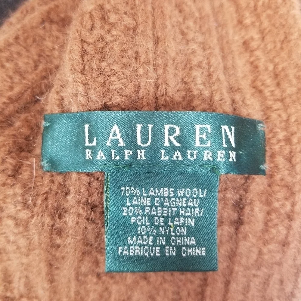 Lauren Ralph Lauren brown lambswool rabbit hair blend scraf